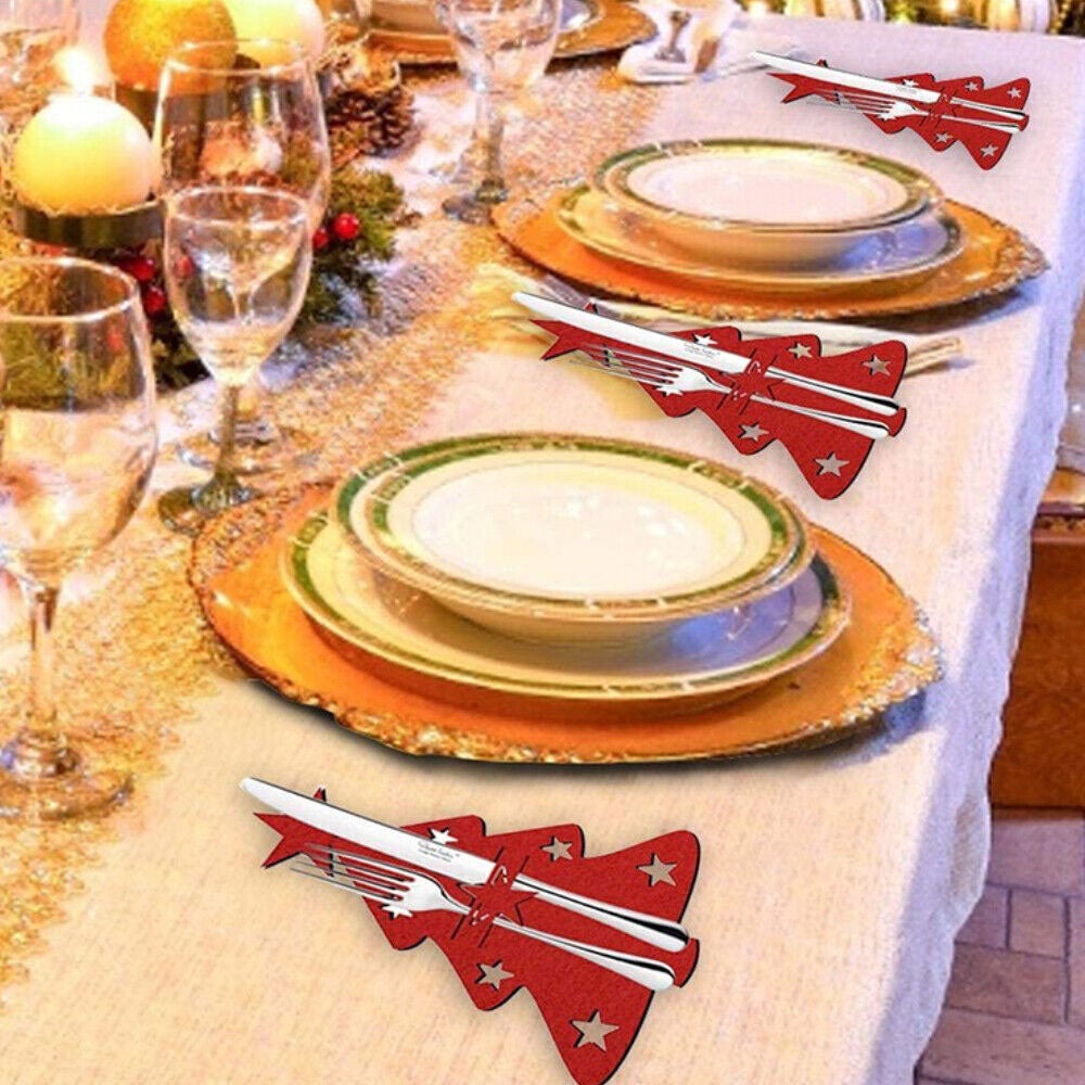 12Pcs Cutlery Bag Table Decoration Christmas Knife Fork Holder Tableware Organizer