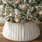 White Christmas Tree Collar With Stripe Textured Pattern Christmas Tree Skirt Base