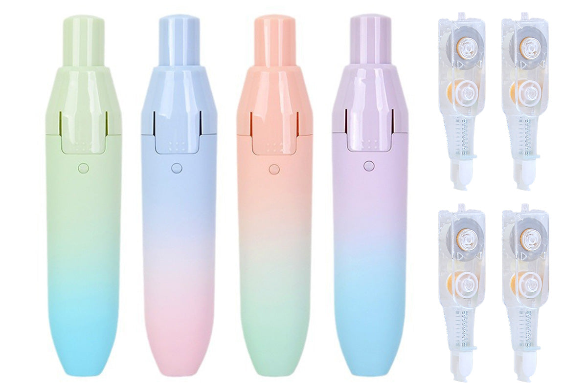 Set of 4pcs Smooth Glide White Correction Tape with 4pcs Refills
