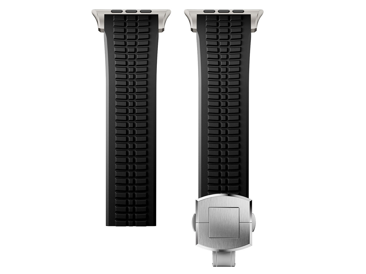 Men's Rubber Watch Band Compatible with Apple Watch Folding Buckle 42 44 45 46 49mm
