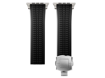 Men's Rubber Watch Band Compatible with Apple Watch Folding Buckle 42 44 45 46 49mm