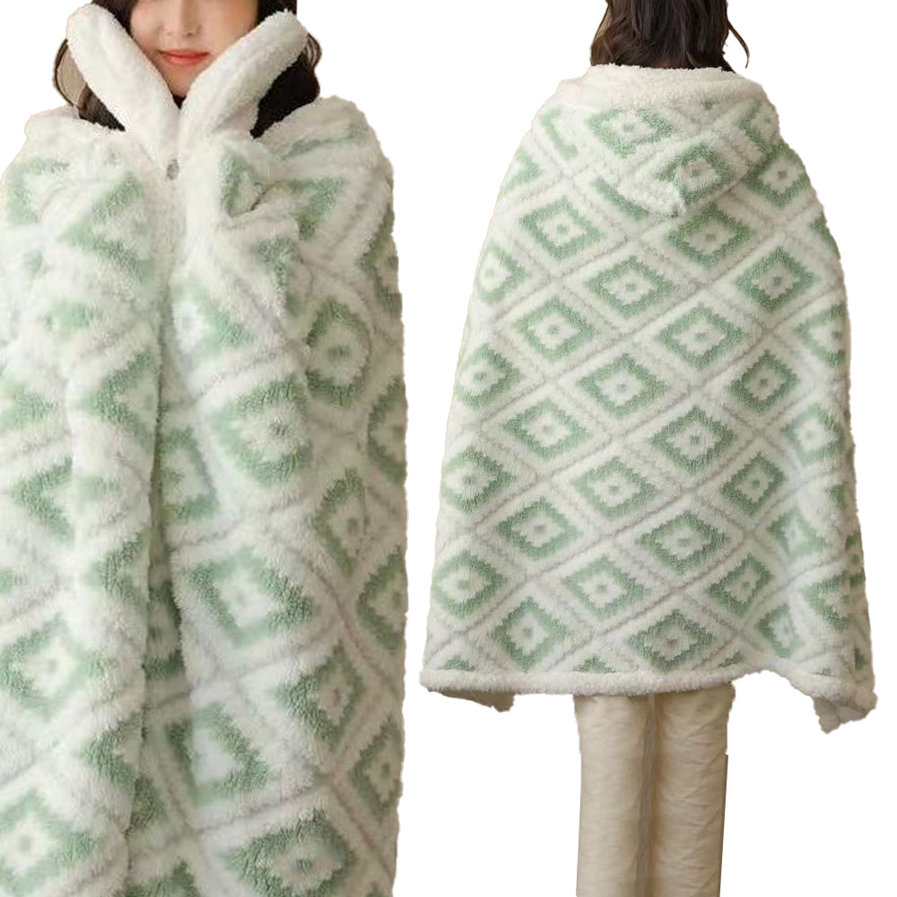 100cmx150cm Winter Jacquard Thickened Multi-Functional Blanket with Hood and Gloves