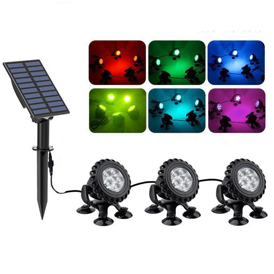 Solar Pond Lighting RGB Solar Underwater Spotlight LED Pond Light