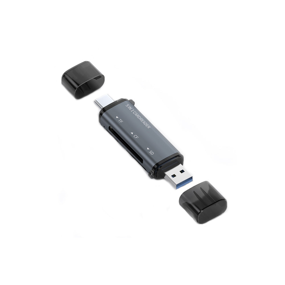 USB C SD Card Reader 5- in-1 Memory Card Reader for CF SD TF