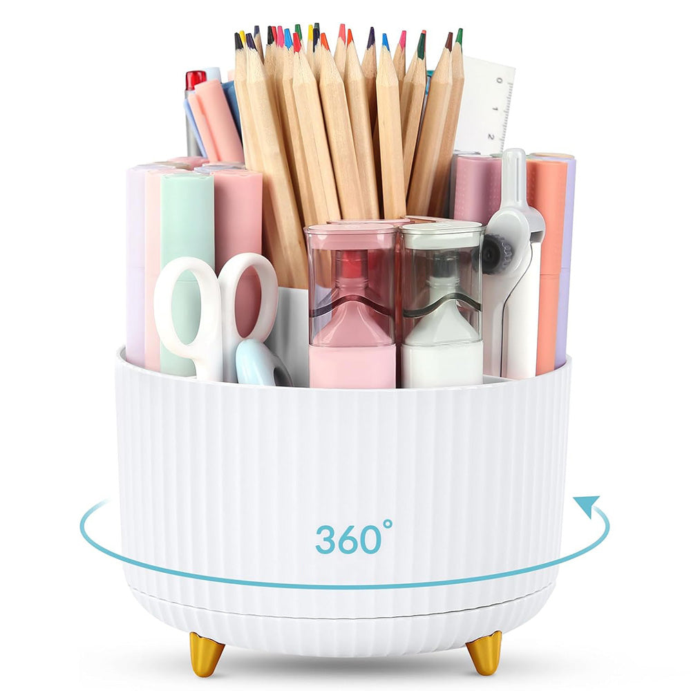 360 Degree Rotating Desk Organizer with 4 Slots For Pencil and Pen Holder
