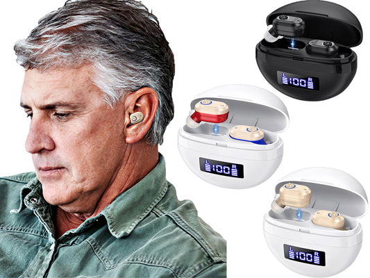 1 Pair Invisible Digital Hearing Aids Rechargeable Mini Sound Enhancer Amplifier
