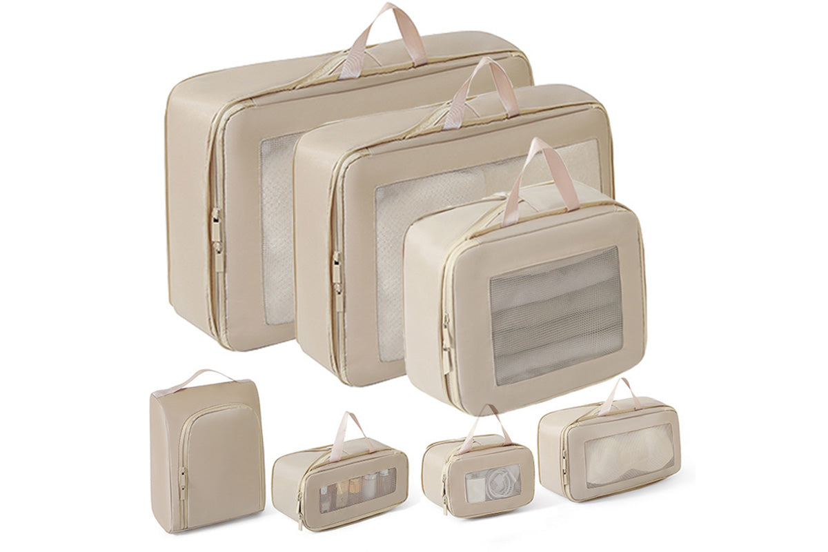 7Pcs Set Compression Packing Cubes Luggage Organizer Bags for Travel Suitcases