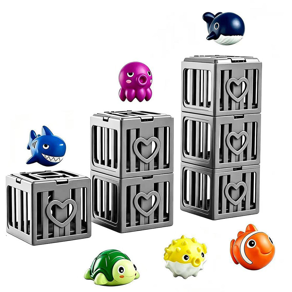 6 Piece Pool Diving Rescue Game with Sea Animals and Sinking Cages