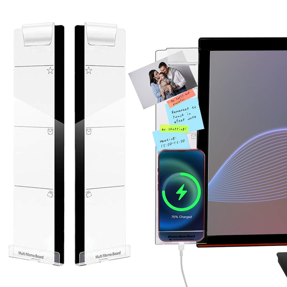 2Pcs Multi-function Acrylic Memo Board for Computer Monitor