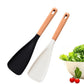 2Pcs Silicone Spoons for Cooking Wood Handle Spoon for Mixing Scoop and Scrape