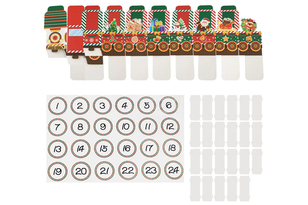 24 Piece Cardstock DIY Christmas Train Advent Calendar Candy Boxes