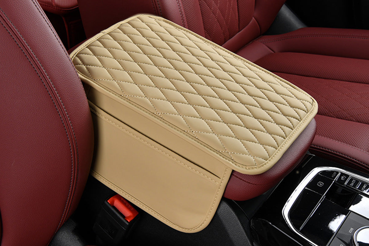 Microfiber Leather Car Center Console Cover Car Arm Rest Cover with 2 Storage Bags