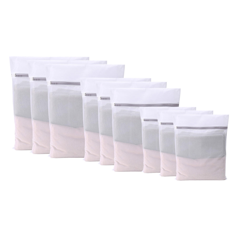 9 Pcs Mesh Laundry Bags Zipped Wash Bags-Thick Mesh