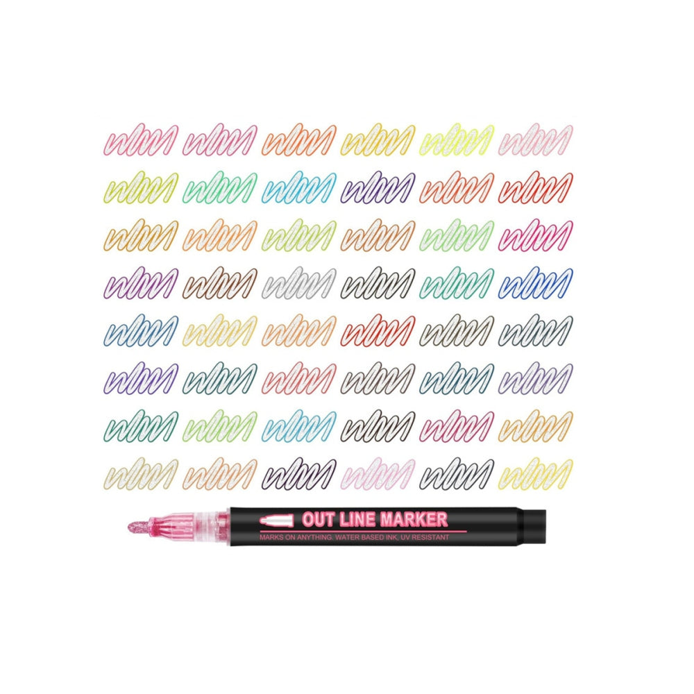Silver Outline Double Line Pens for Drawing Art Glitter Markers