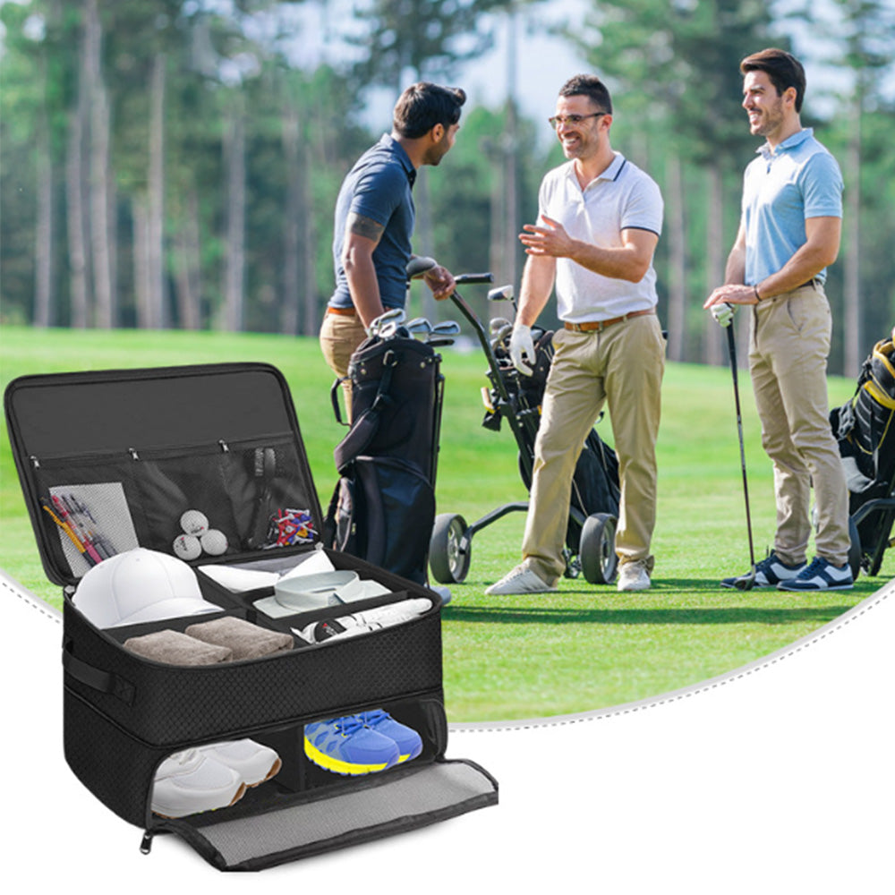 2 Layer Golf Trunk Organizer Car Golf Locker With Separate Ventilated Compartment