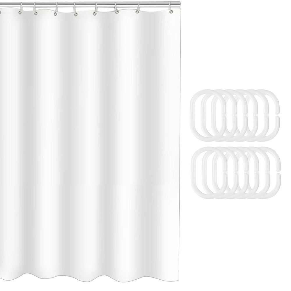 Waterproof Shower Curtain with 12 Hooks Thick Polyester for Bathtub Bathroom