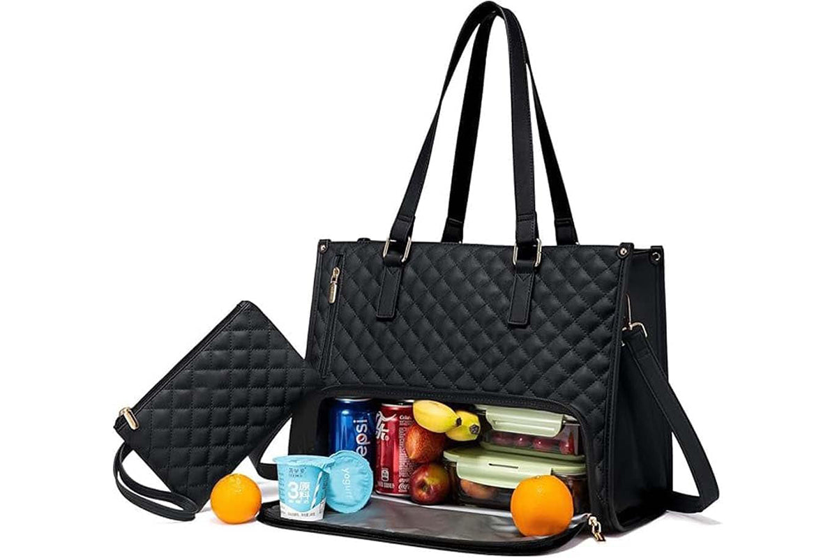 2-in-1 Tote Travel Bag and Wallet with Insulated Lunch Compartment