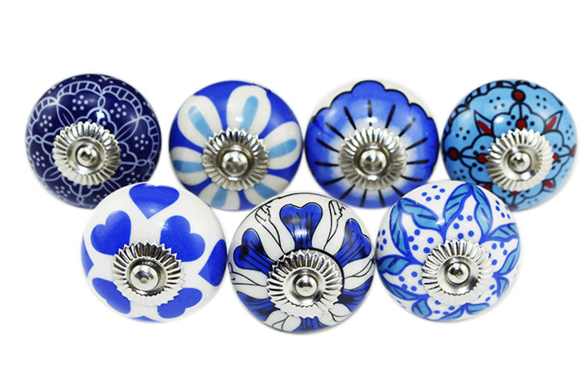 7Pcs Ceramic Cabinet Drawer Knobs – Cupboard Door Handles Pulls for Furniture