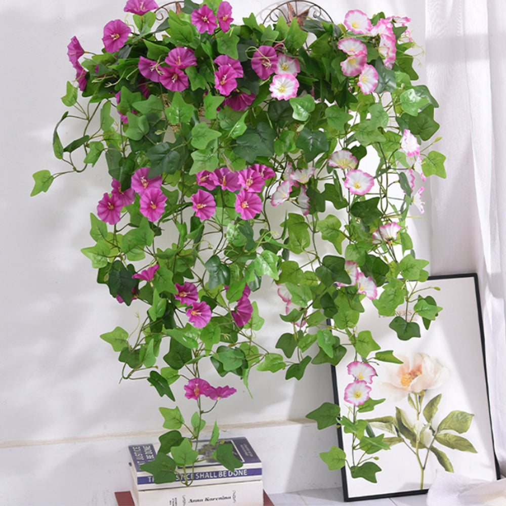 Artificial Morning Glory Vine Hanging Plant for Wall Decor