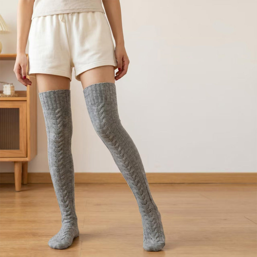 Womens Knitted Over Knee Socks for Fall and Winter Thick and Warm Long Stockings