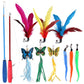 Interactive Cat Toy Set Telescopic Cat Wand with Feather Replacement Pack for Indoor Cat Play