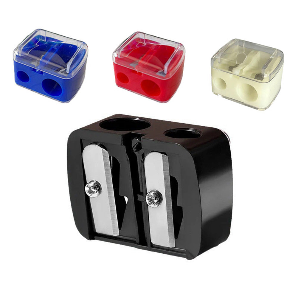 4 Pcs Dual-Hole Makeup Pencil Sharpeners with Clear Caps