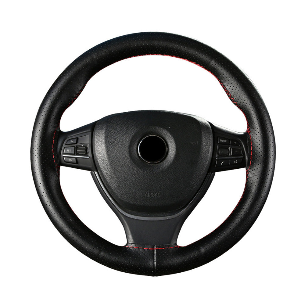 Genuine Leather Steering Wheel Cover - Hand-Stitched 360° Full Wrap Auto Grip