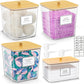 4Pcs Clear Laundry Storage Containers with Airtight Wooden Lids