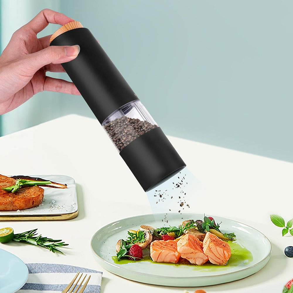 2PCS Electric Pepper Grinder LED Light Adjustable Coarseness