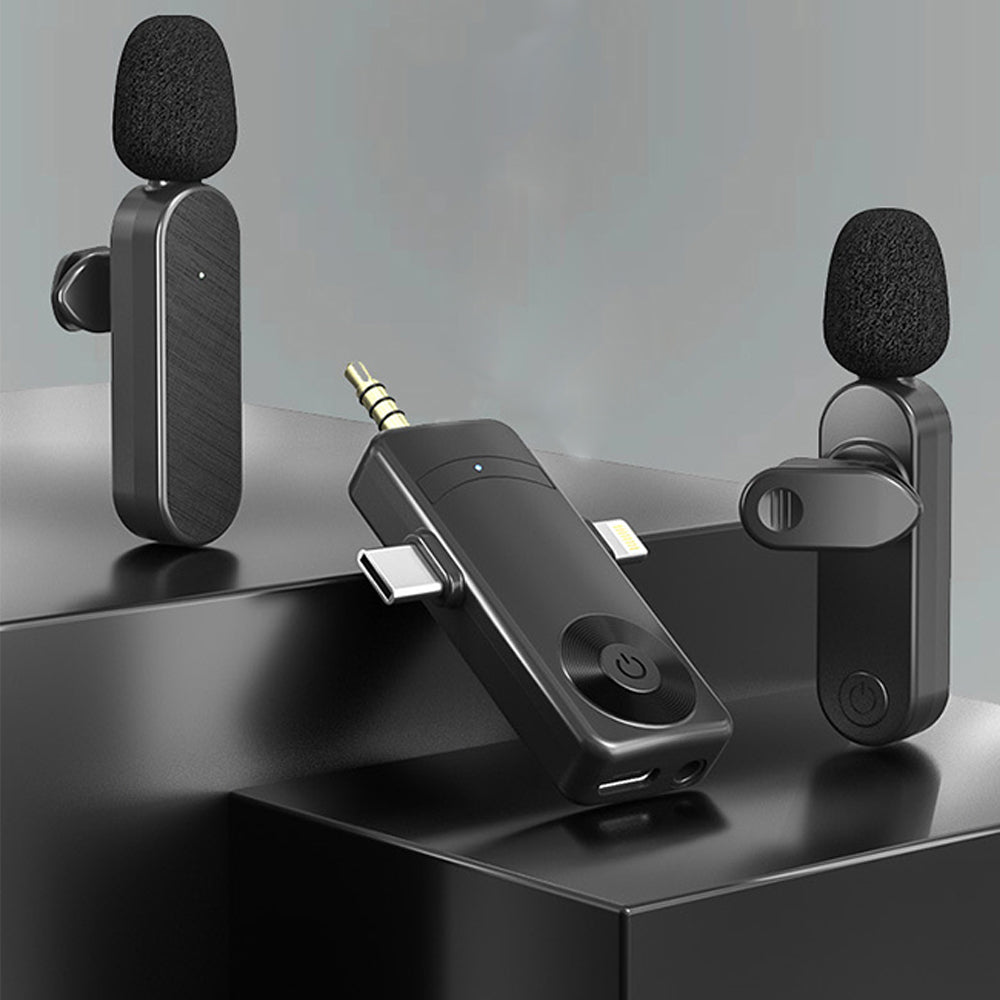 3 in 1 Wireless Lavalier Microphone for Android Phone iPhone Vlog Live Stream Mic