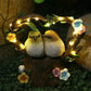Solar Powered Heart-Shaped Couple Bird Resin Statue Light