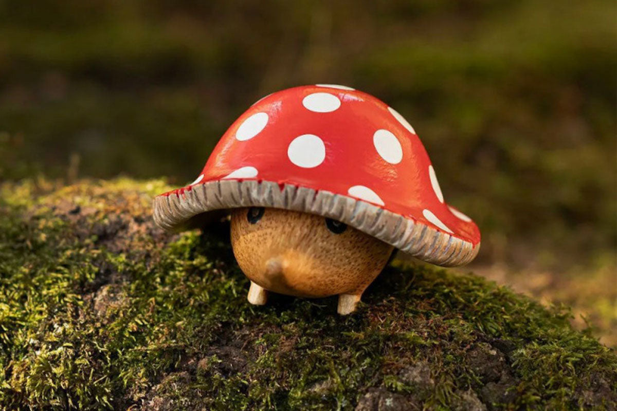 3pcs Resin Hedgehog Mushroom Figurine Resin Garden Ornament Outdoor Decor