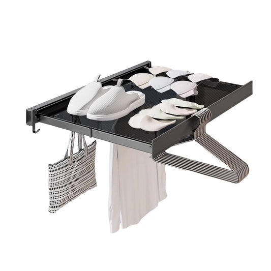 Wall Mounted Retractable Laundry Drying Rack with 6 Hooks