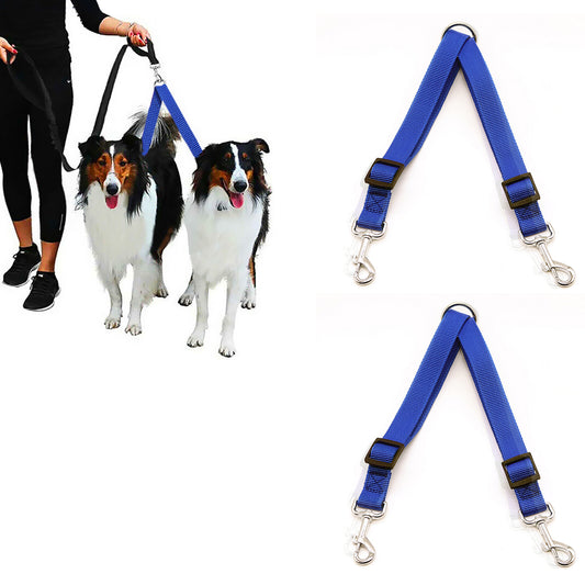 2Pcs Dual Dog Leash with One Lead Coupler Nylon Harness