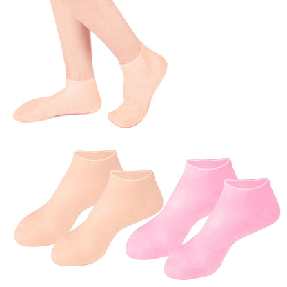 2 Pairs Foot Care Socks Silicone Moisturizing Socks-Cuticolor+Pink