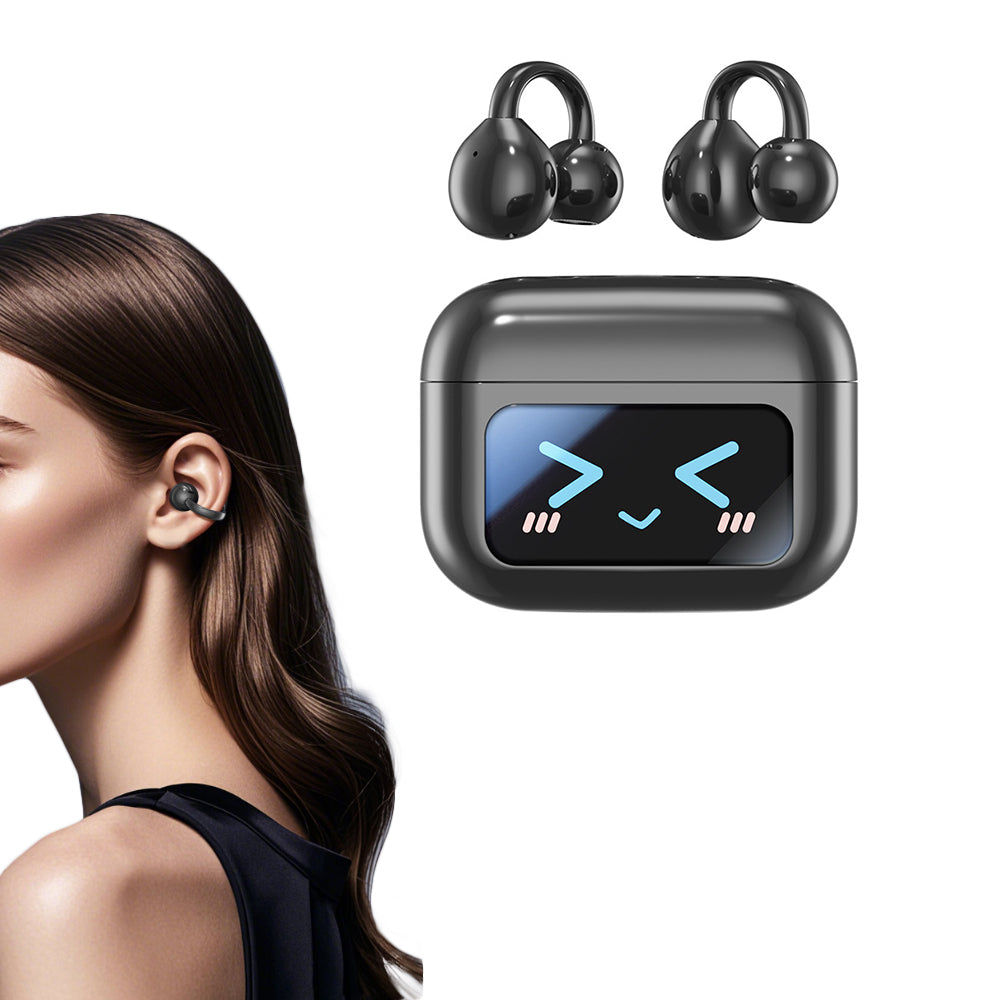 V6.0 Clip-On Open Ear Bluetooth Headphones with Touch Screen