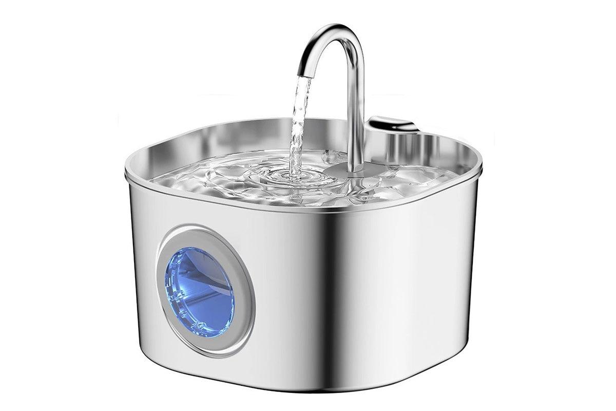 Automatic Pet Water Fountain USB 2.2L Stainless Steel for Cats and Small Animals
