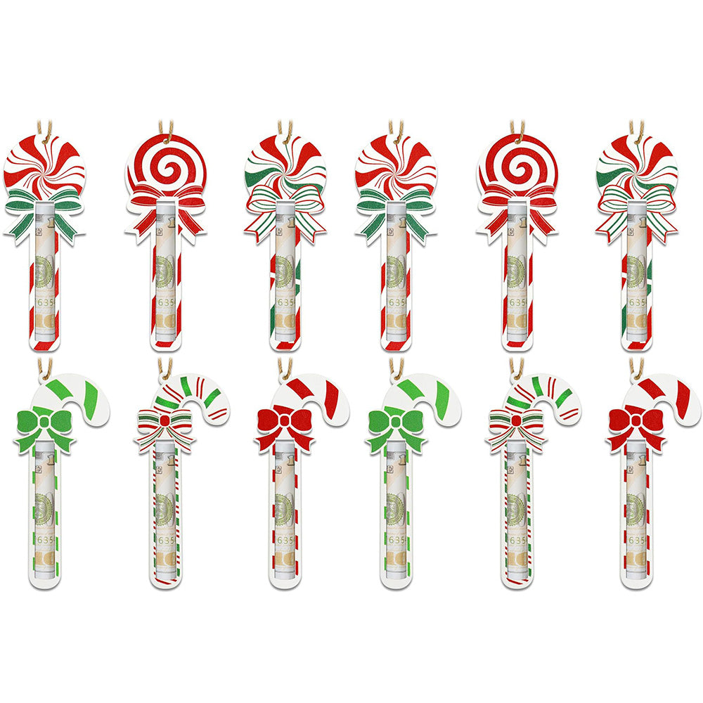 12 Piece Engineered Wood Christmas Money Holder Ornaments