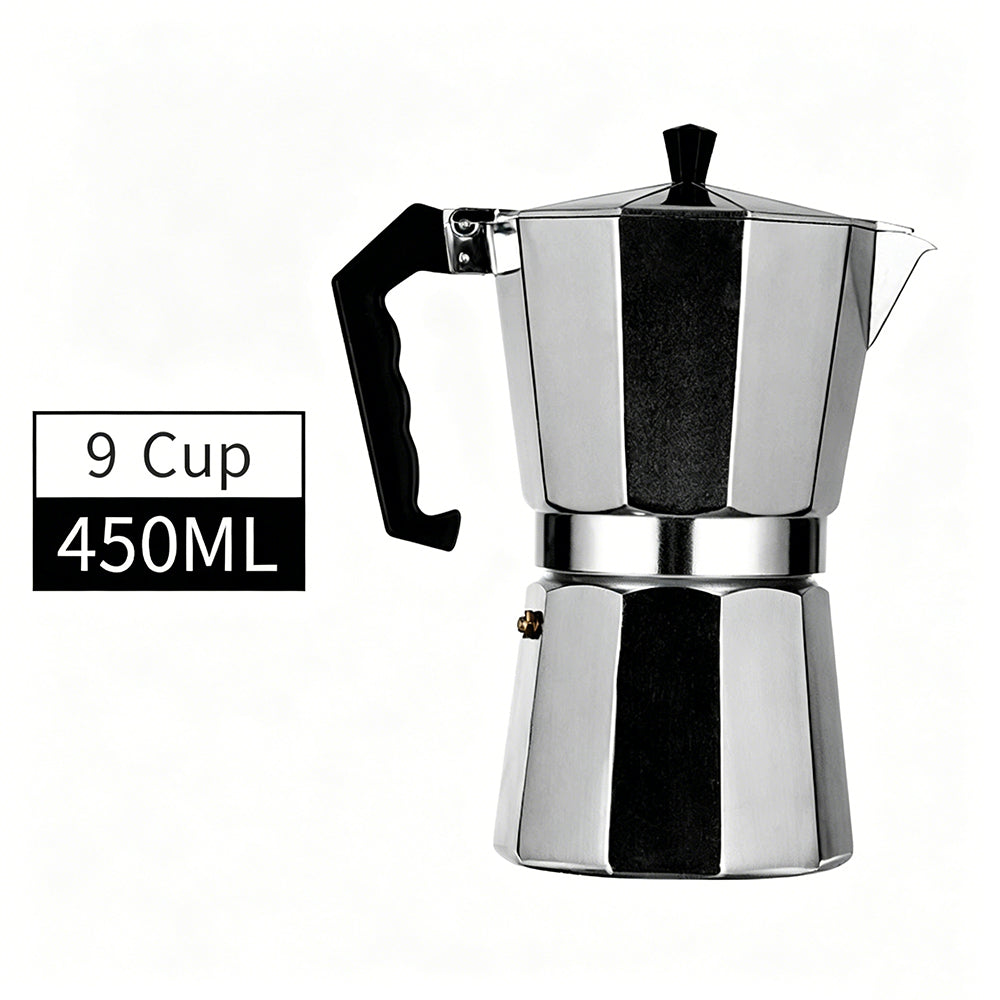 Moka Pot 450ml 9 Cup Aluminum Octagonal Stovetop Coffee Maker