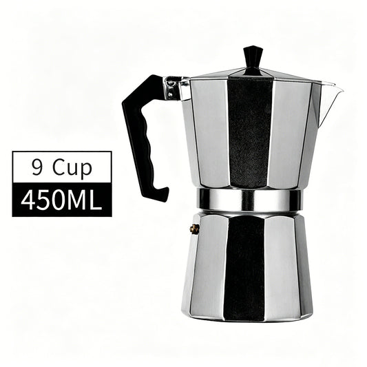 Moka Pot 450ml 9 Cup Aluminum Octagonal Stovetop Coffee Maker