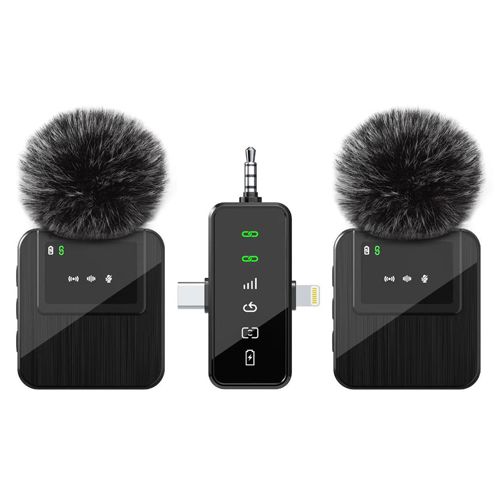 3-in-1 Mini Microphone for iPhone Android Camera Wireless Lavalier Microphone