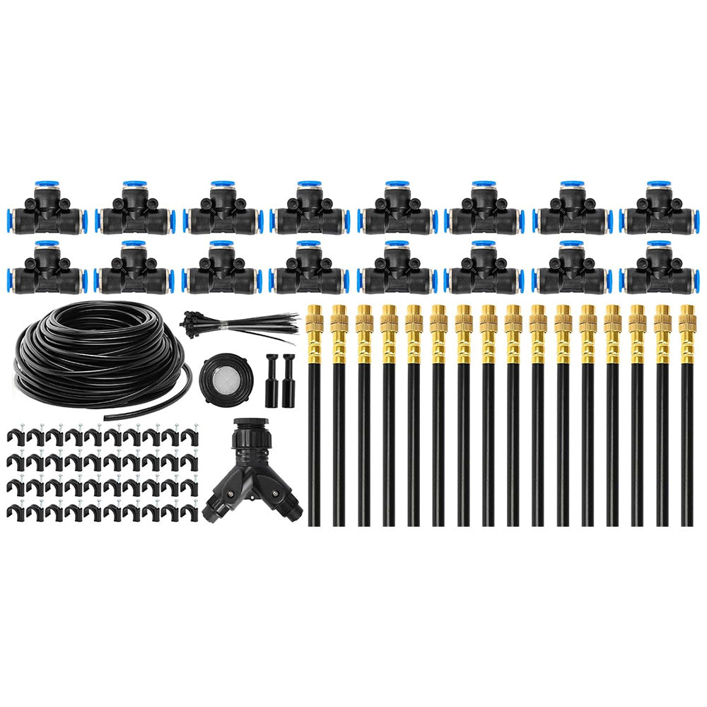 30m 0.6cm 360-Degree Adjustable Copper Nozzle Irrigation Kit for Garden Greenhouse Lawn Patio
