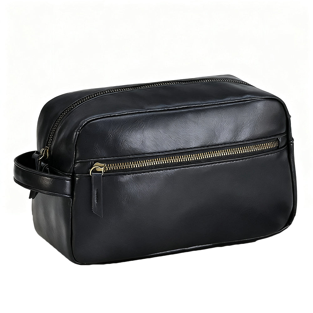 PU Toiletry Bag for Men Large Travel Wash Bag Shaving Water-Resistant
