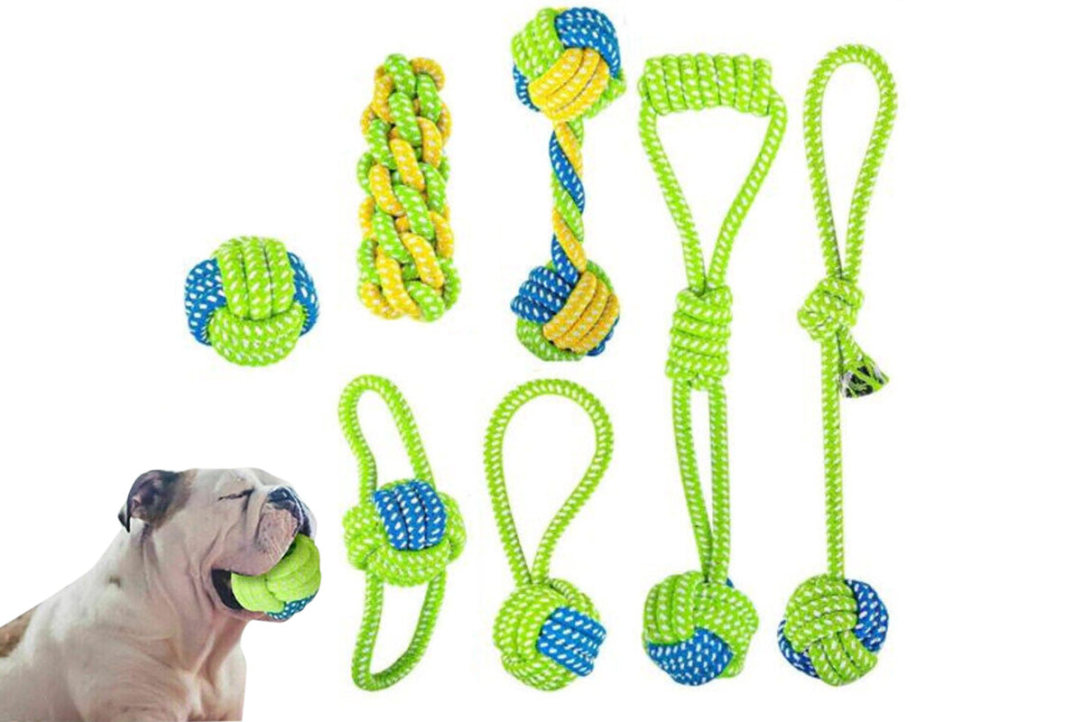 7Pcs Dog Rope Chew Toys Durable Knot Balls for Puppies Training and Teething