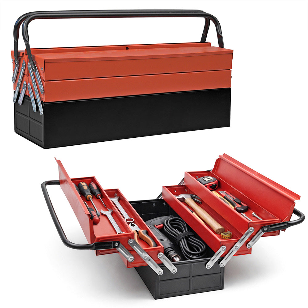 3 Tier Metal Tool Box with Handle Lock Hole Portable Tool Organizer for Home