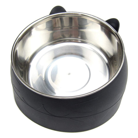 400ml Stainless Steel Tilted Pet Bowl Non-Slip Raised Feeder for Cats and Dogs