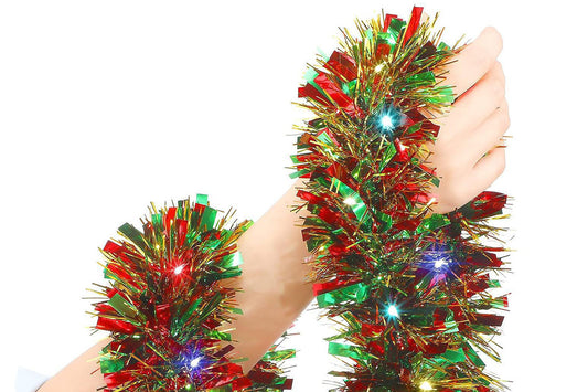 5M Christmas Garland With String Lights Hanging Tinsel Garlands For Xmas Tree