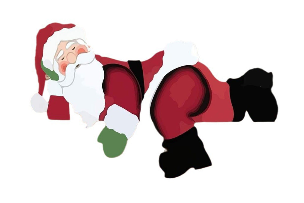 Christmas Fence Decoration Santa Claus Peeking Yard Garden Outdoor Sign