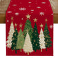 Christmas Table Runner Xmas Trees Tablecloth Cover For Kitchen Dinner Party