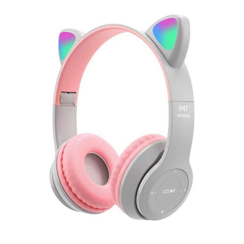 Bluetooth 5.0 Wireless Cat Ear Headset Foldable LED Kitty Headphone
